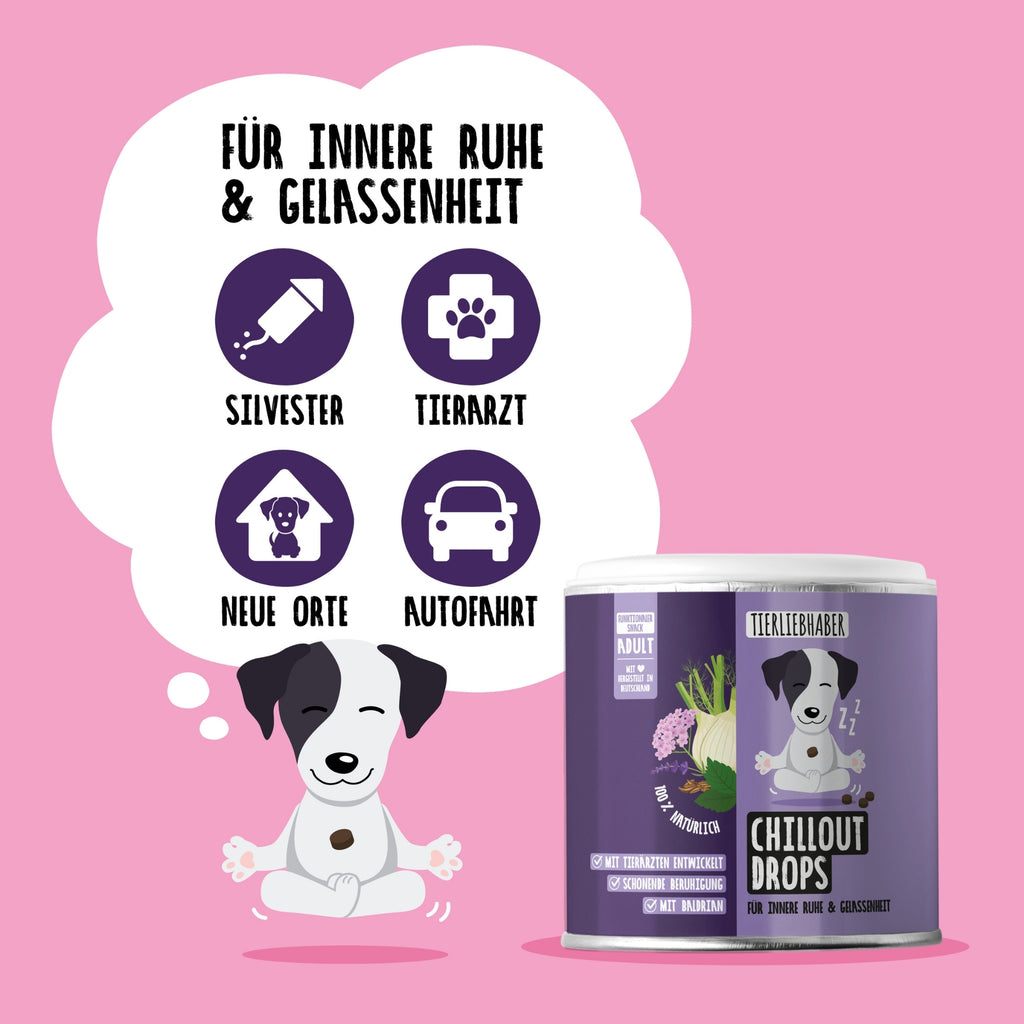 Tierliebhaber Chillout Drops für Hunde 350 g MHD 01.02.2027